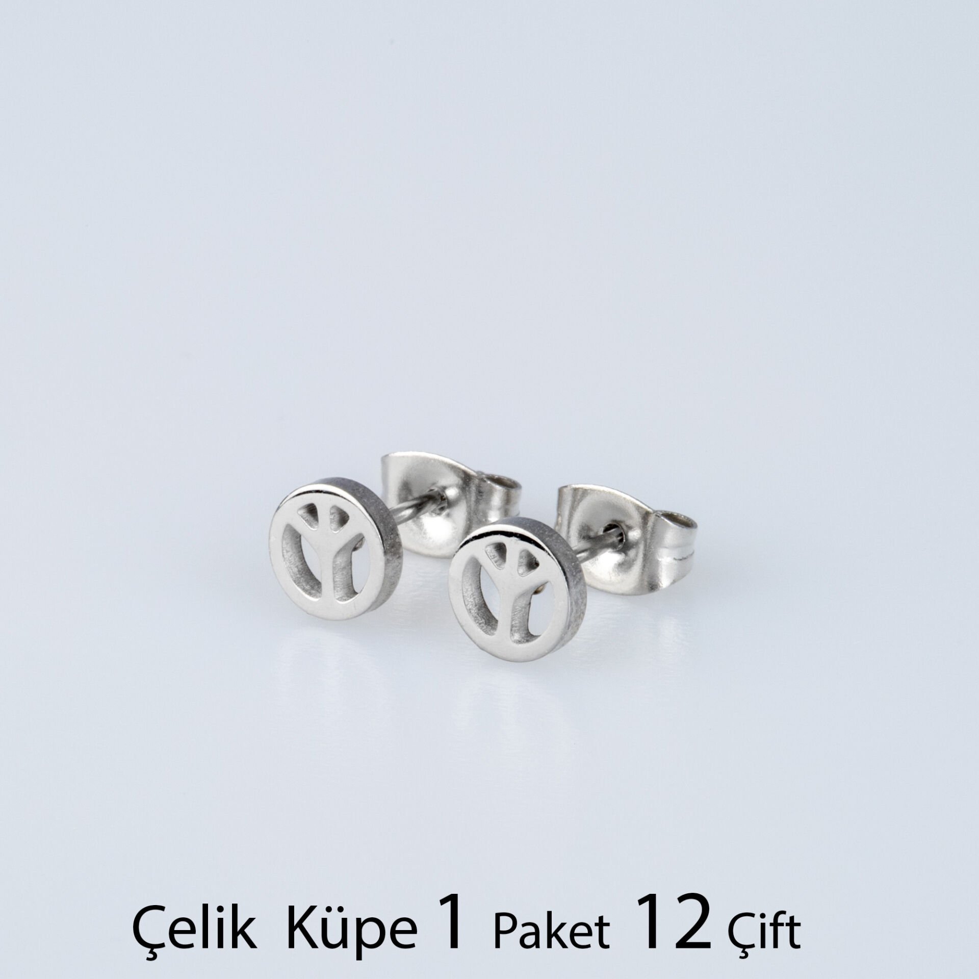Çelik Küpe Barış Sembolu Paket
