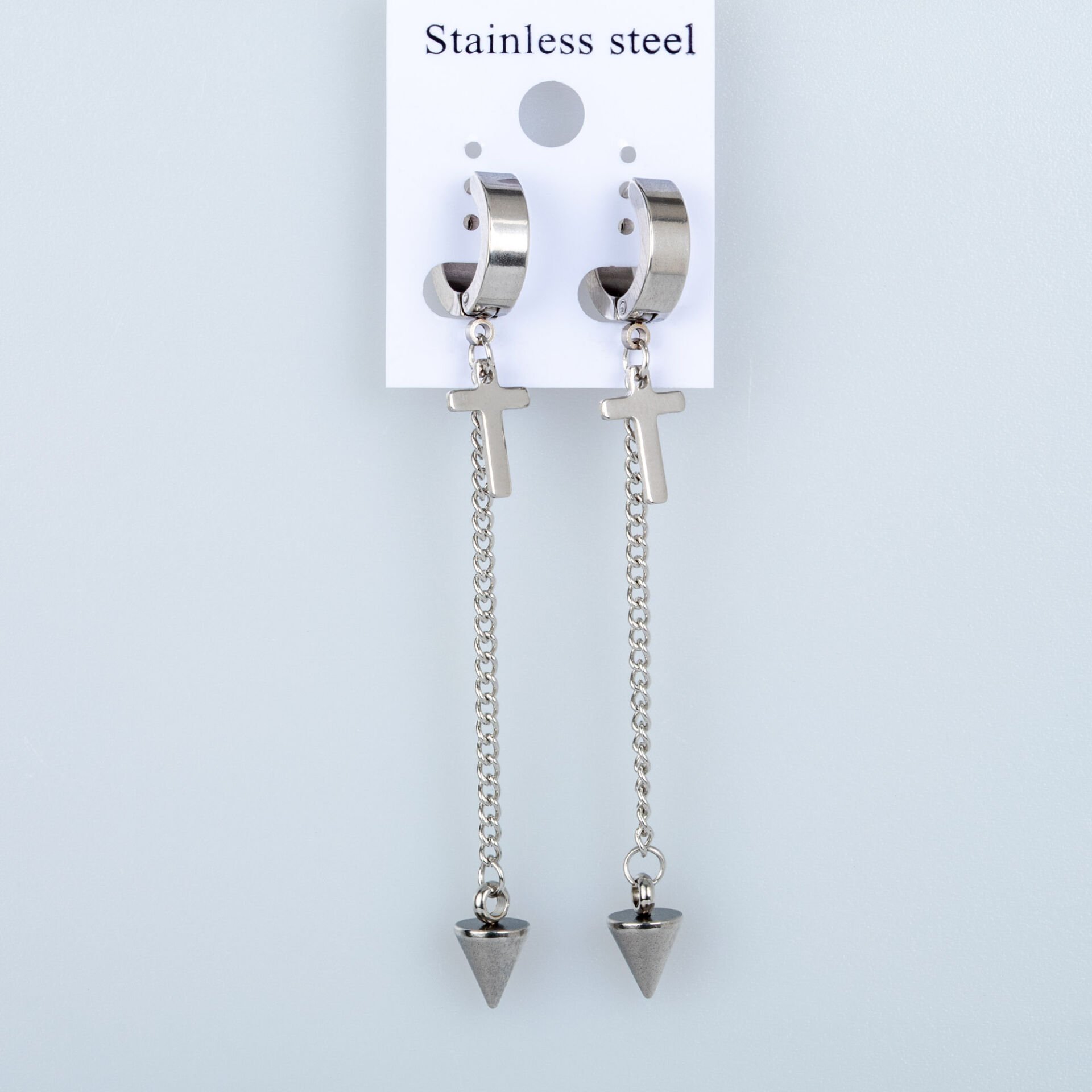 Steel Earring Cross - Double