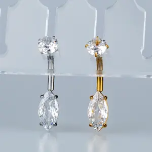 Toptan Piercing 316L Cerrahi Çelik Mekik Taşlı Göbek Vos Etnik Takı Beyaz