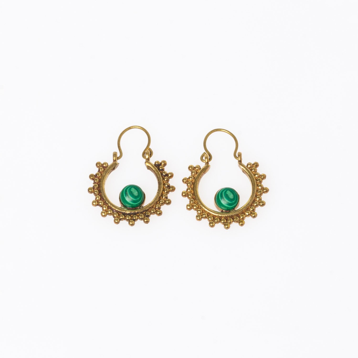 Brass Earrings with Stone Mix