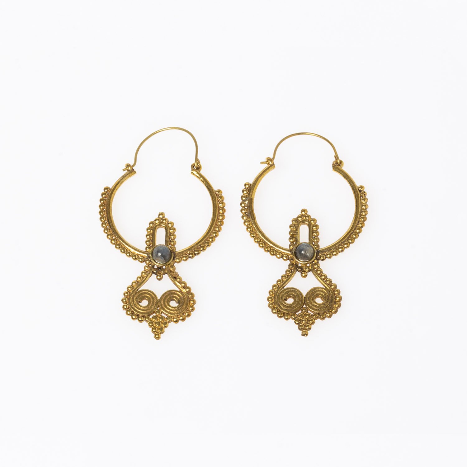 Brass Earrings with Stone Mix