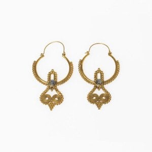 Brass Earrings with Stone Mix