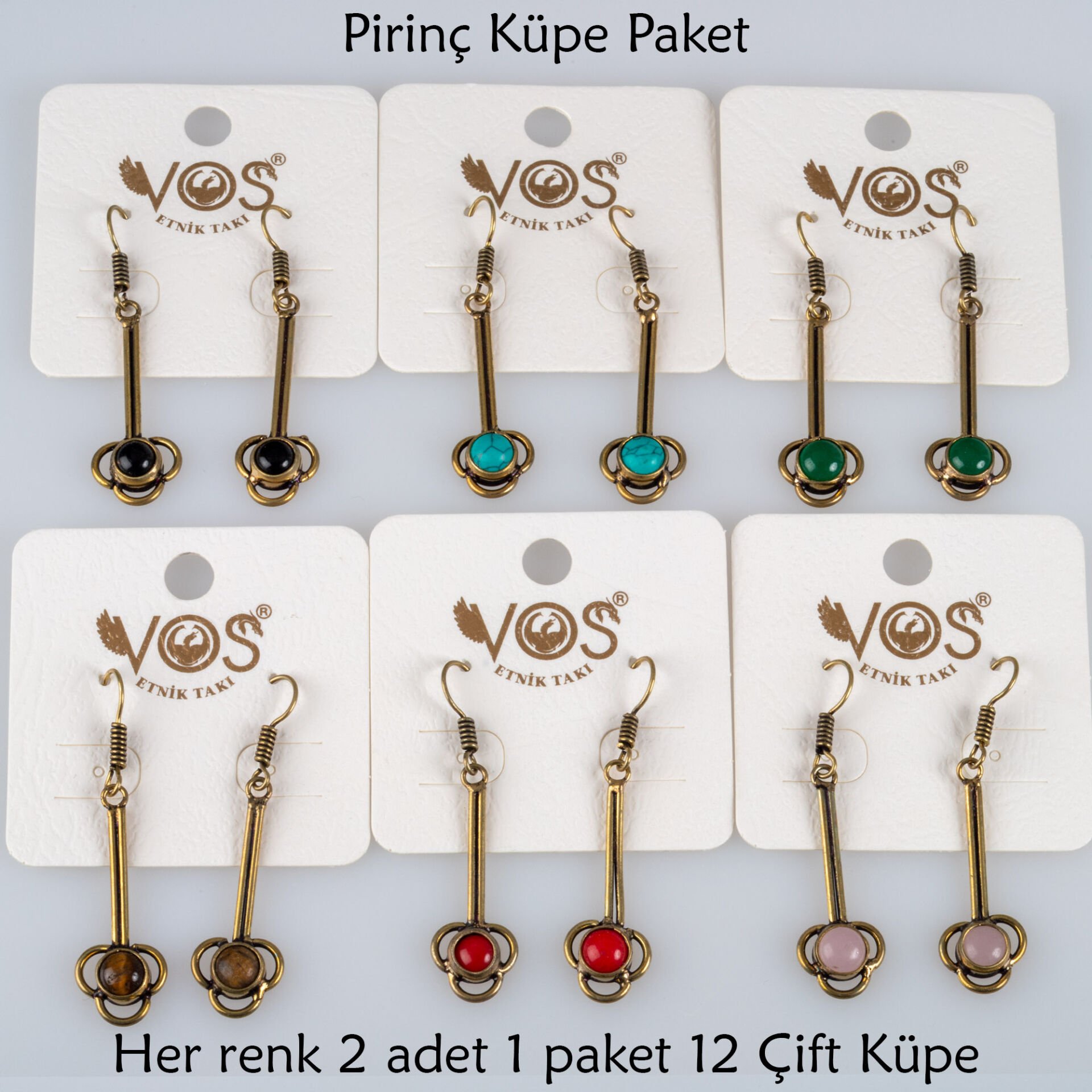 Pirinç Küpe Paket 12 Çift