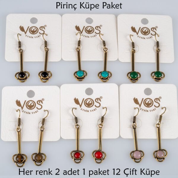 Pirinç Küpe Paket 12 Çift
