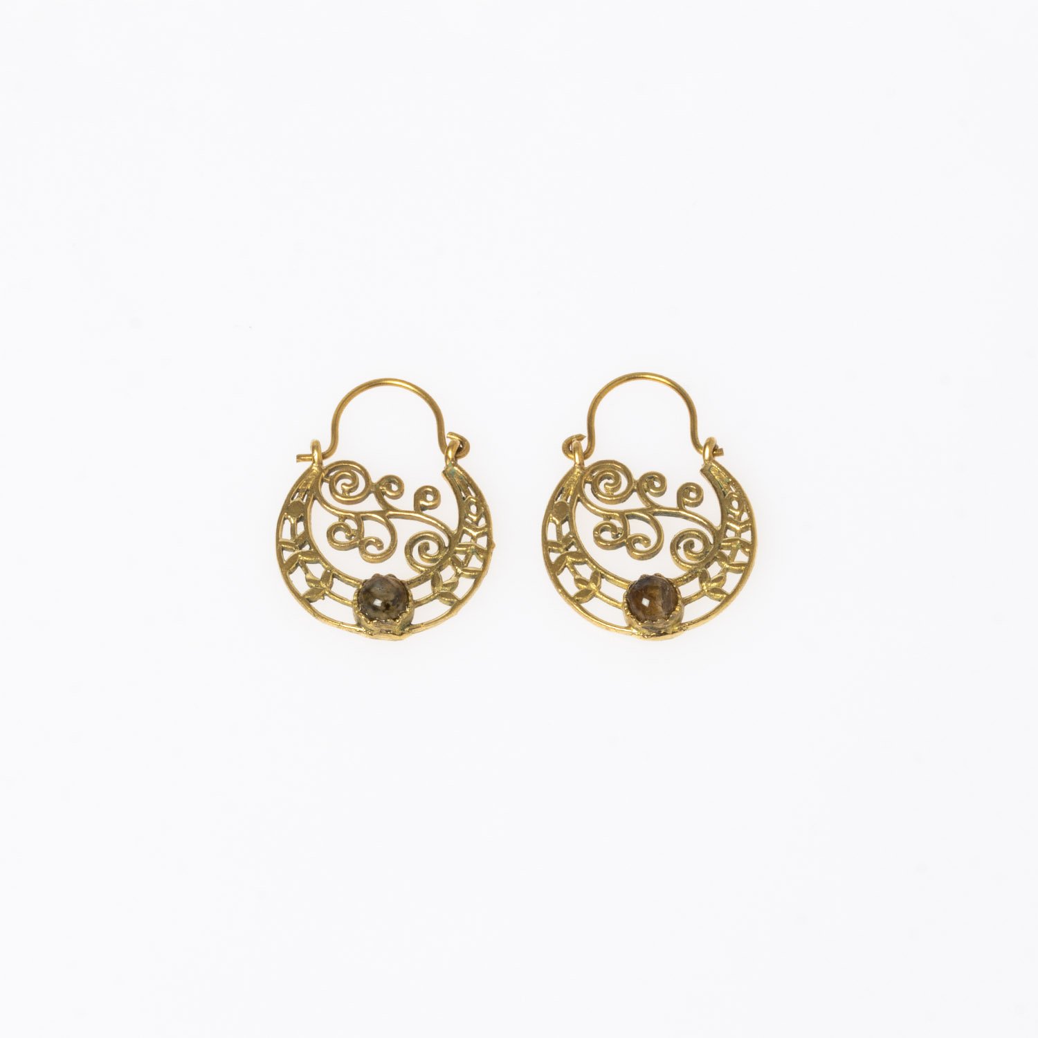 Brass Earrings with Stone Mix