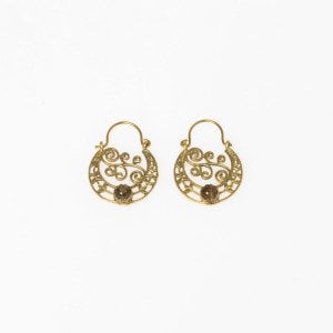 Brass Earrings with Stone Mix