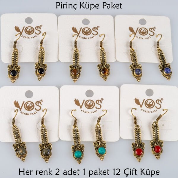 Pirinç Küpe Paket 12 Çift