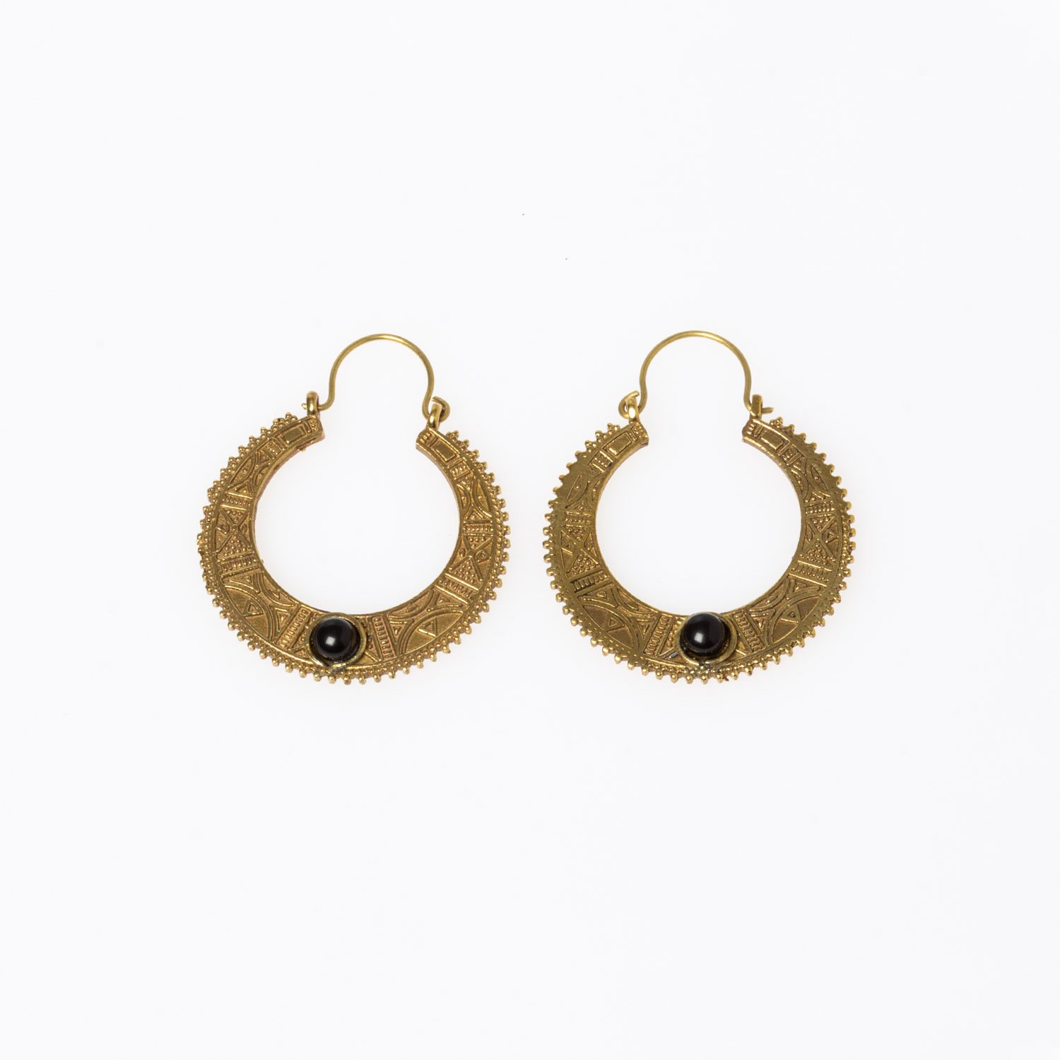 Brass Earrings with Stone Mix