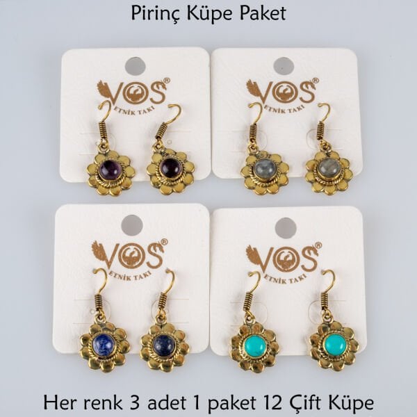 Pirinç Küpe Paket 12 Çift