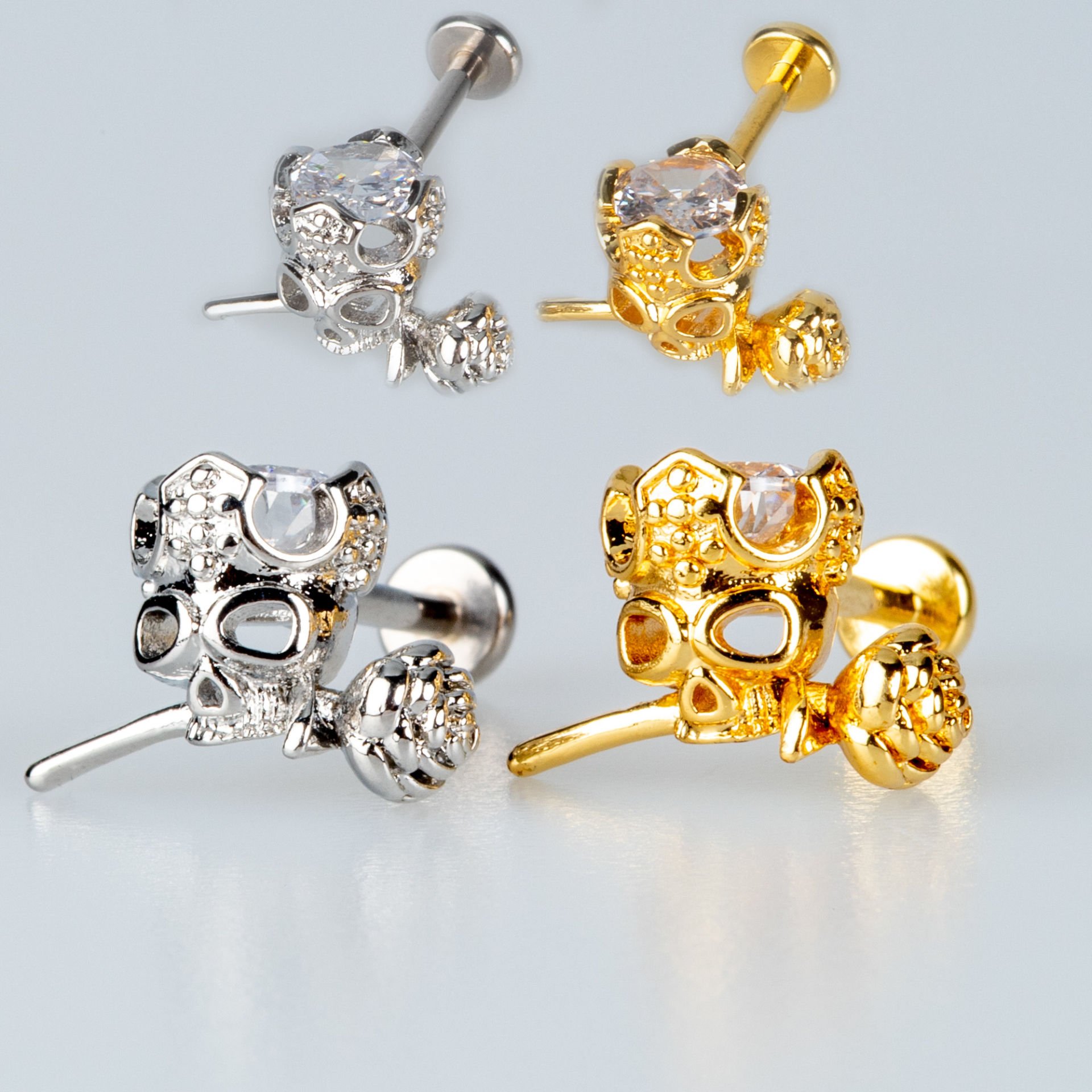 Piercing Tragus Skull Rose