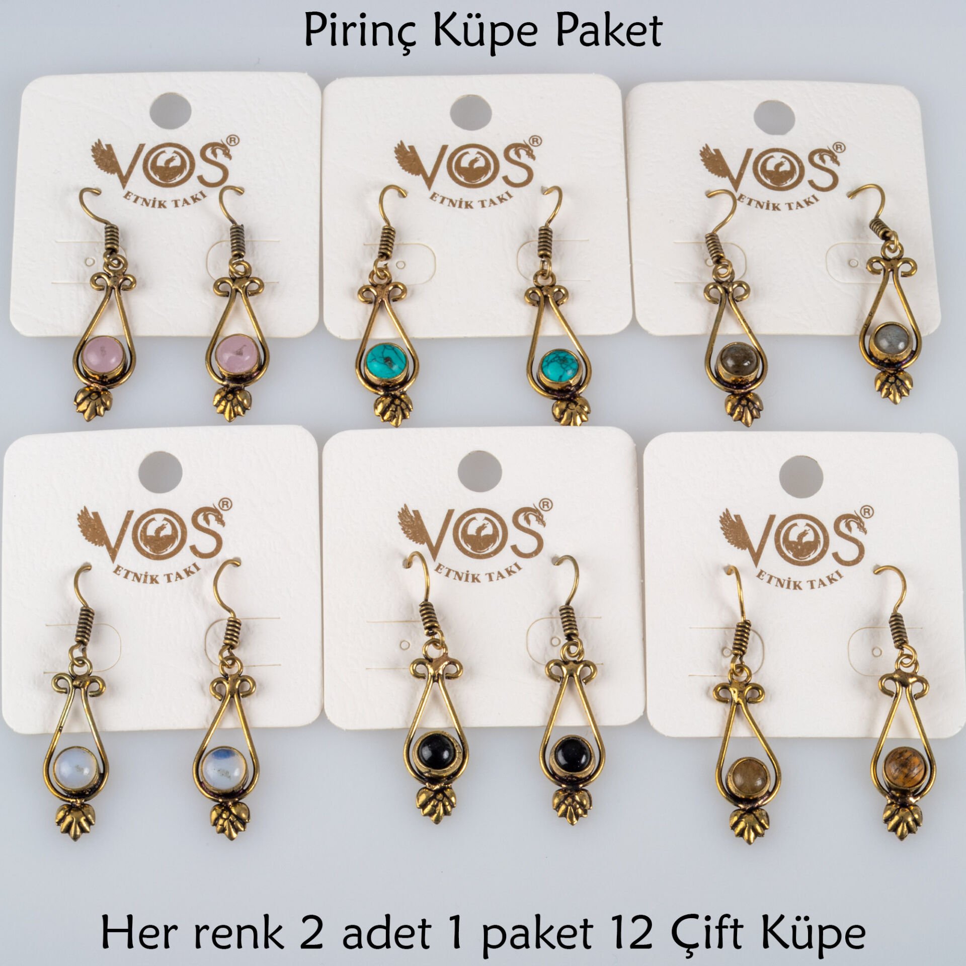 Pirinç Küpe Paket 12 Çift