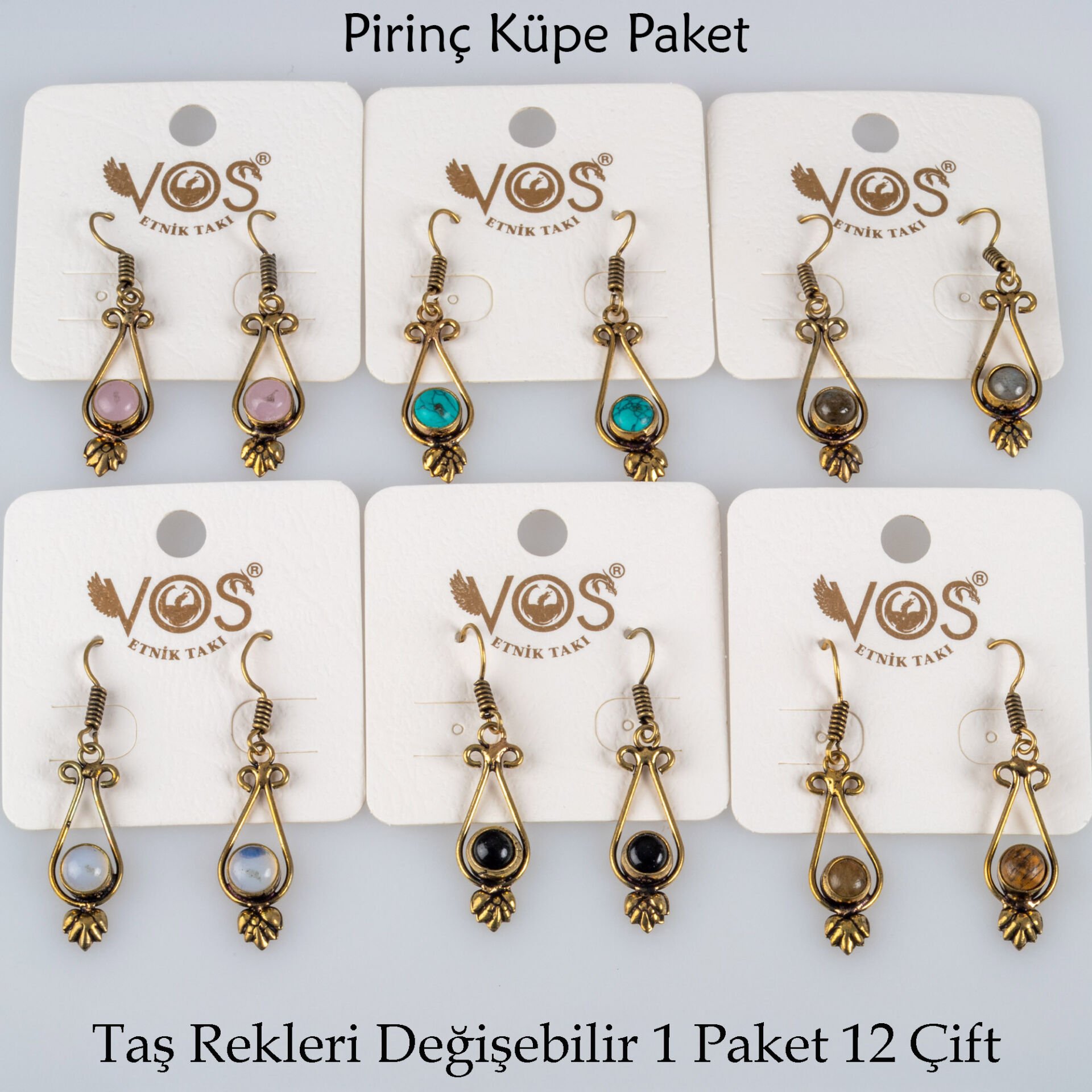 Pirinç Küpe Paket 12 Çift