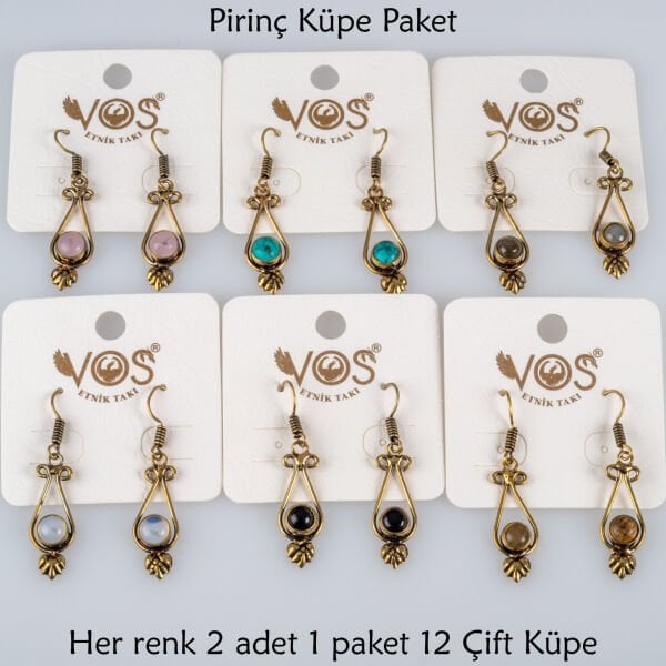 Pirinç Küpe Paket 12 Çift