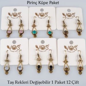 Pirinç Küpe Paket 12 Çift