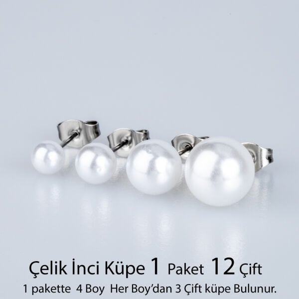 Çelik Küpe İnci Paket