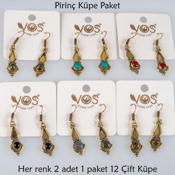 Pirinç Küpe Paket 12 Çift