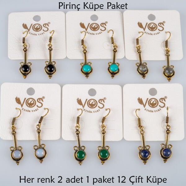 Pirinç Küpe Paket 12 Çift