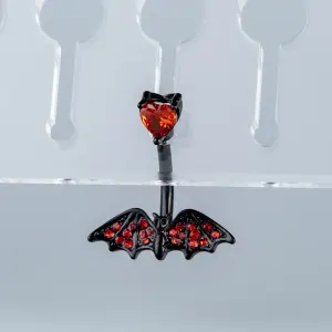 Toptan Piercing 316L Cerrahi Çelik Gotik Kırmızı Kalp Yarasa Göbek Vos Etnik Takı