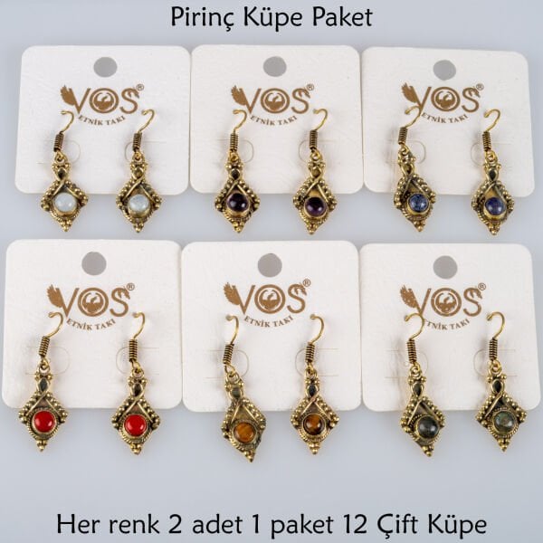 Pirinç Küpe Paket 12 Çift