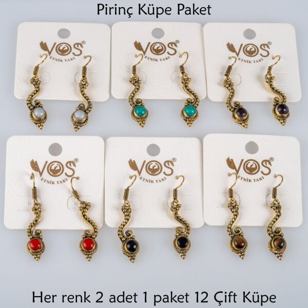 Pirinç Küpe Paket 12 Çift