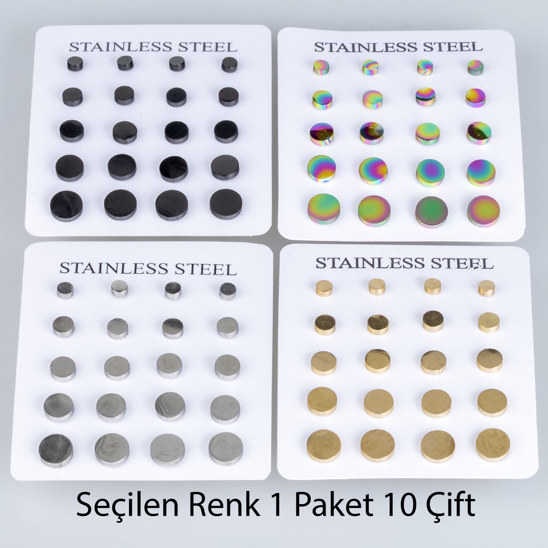 Çelik Küpe Yuvarlak Paket Rainbow