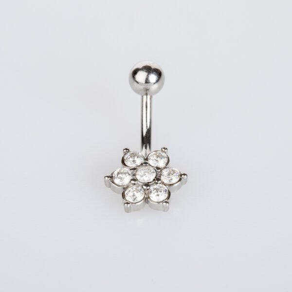 Piercing Göbek Çiçek Beyaz