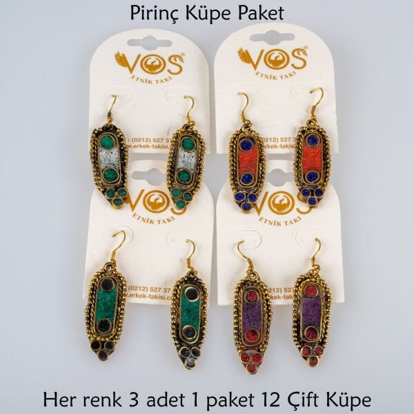 Pirinç Küpe Paket 12 Çift
