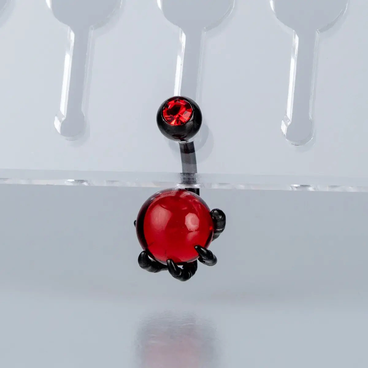 Toptan Piercing 316L Cerrahi Çelik Gotik Kırmızı Küre Pençe Göbek Vos Etnik Takı