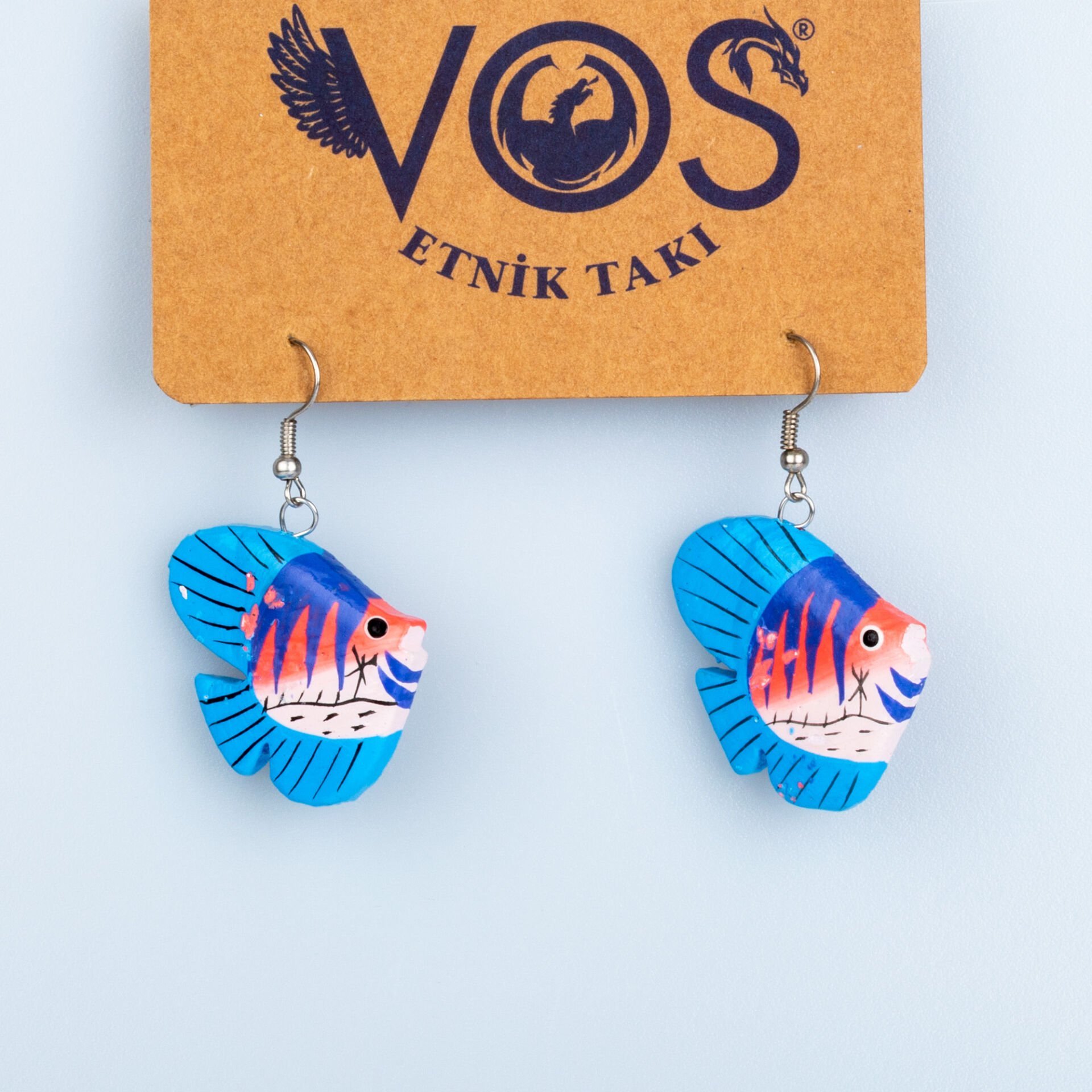 El Yapımı Ahşap Küpe Balık