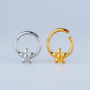 Piercing Çelik Halka Segment Çiçek Beyaz