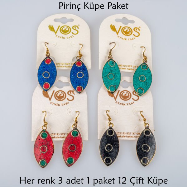 Pirinç Küpe Paket 12 Çift