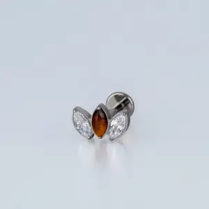 Piercing G23 Titanyum Tragus Doğal Taşlı Lotus Renk 1