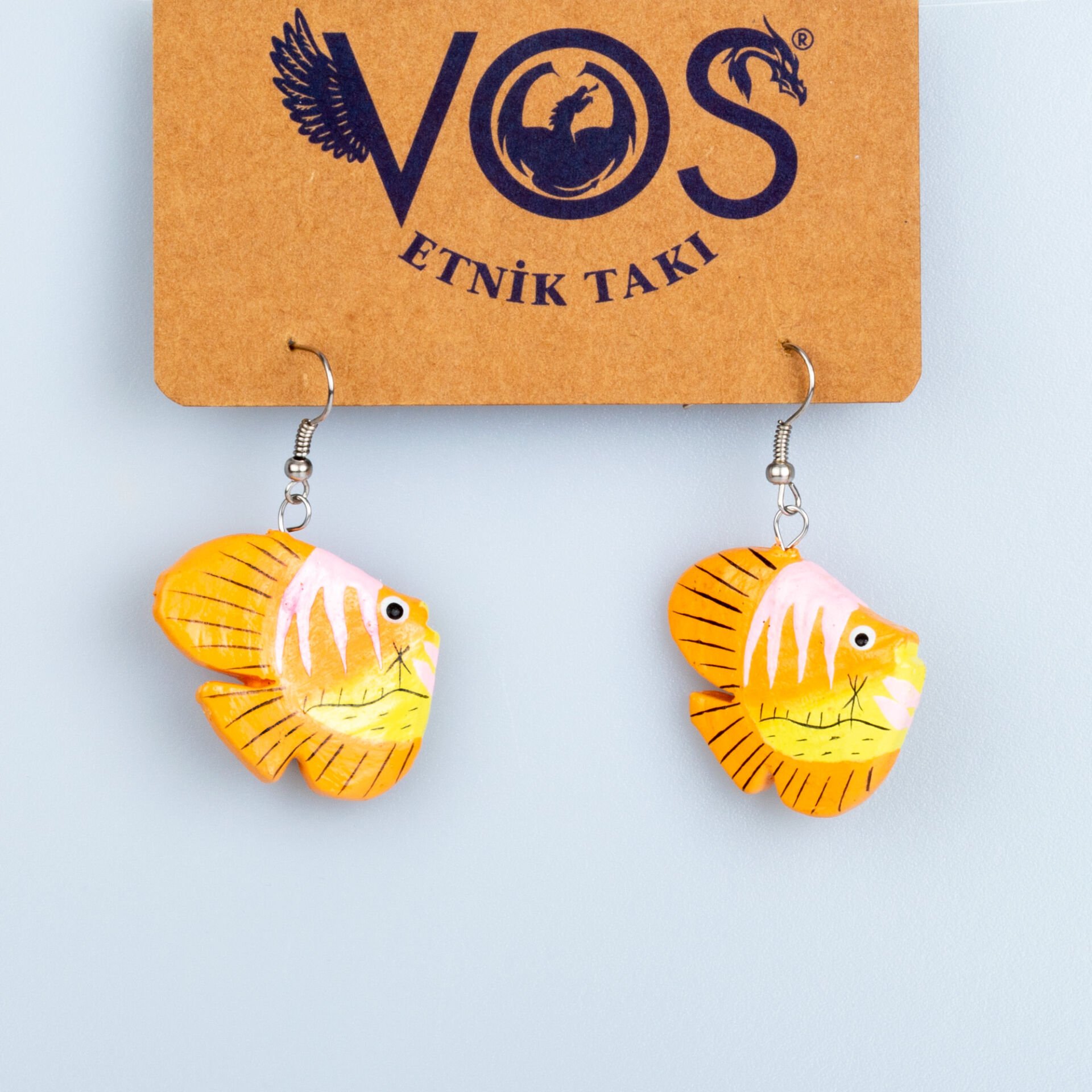 El Yapımı Ahşap Küpe Balık