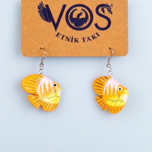 El Yapımı Ahşap Küpe Balık