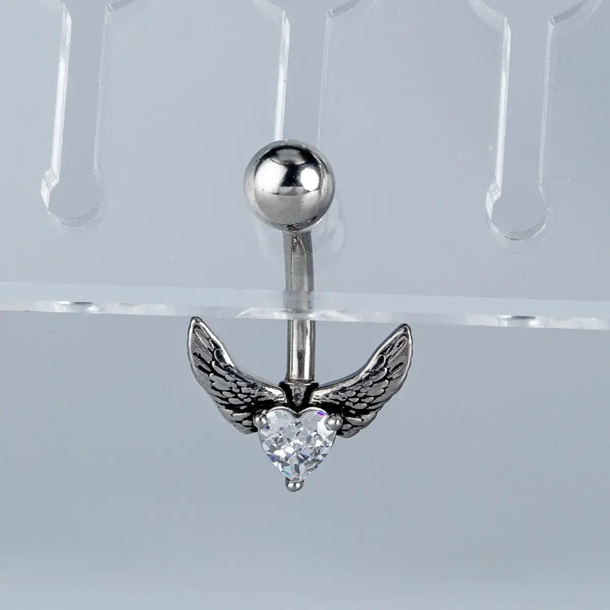 Toptan Piercing 316L Cerrahi Çelik Gotik Kanatlı Kalp Göbek Vos Etnik Takı