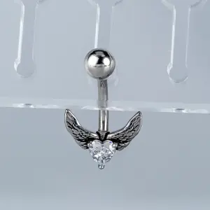 Toptan Piercing 316L Cerrahi Çelik Gotik Kanatlı Kalp Göbek Vos Etnik Takı