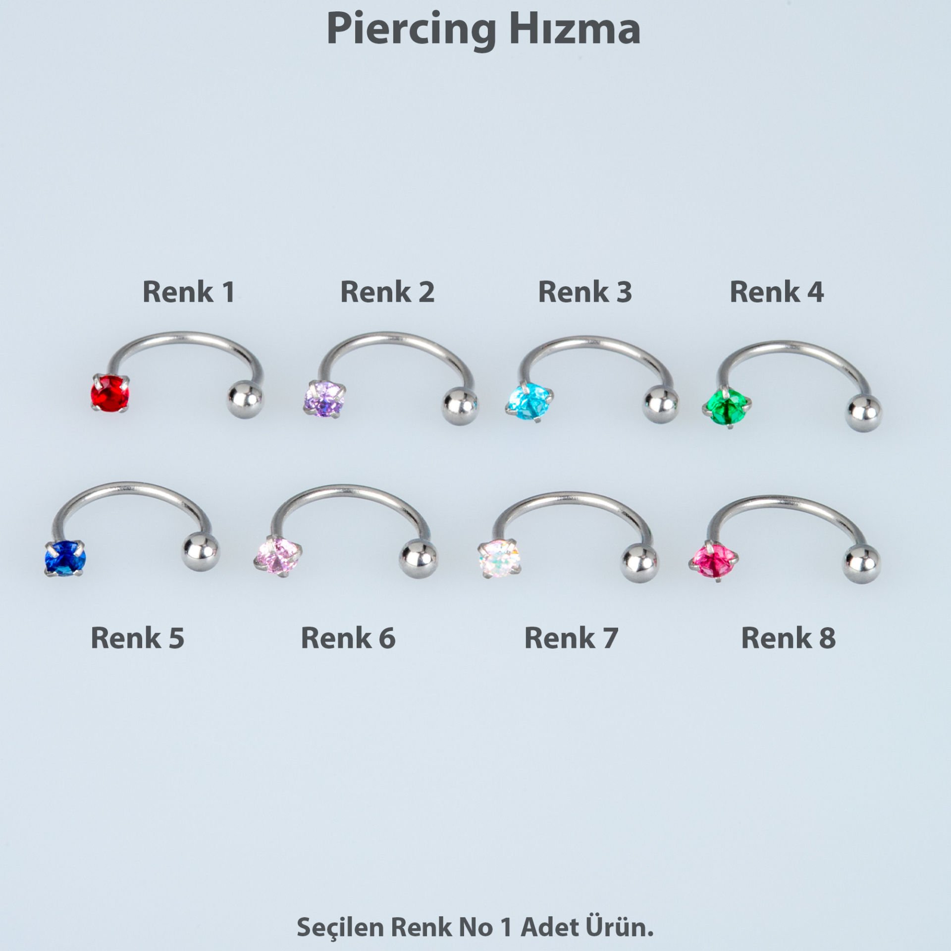 Piercing Hızma Bar 0.8mm Taş 2.5mm Renk 1