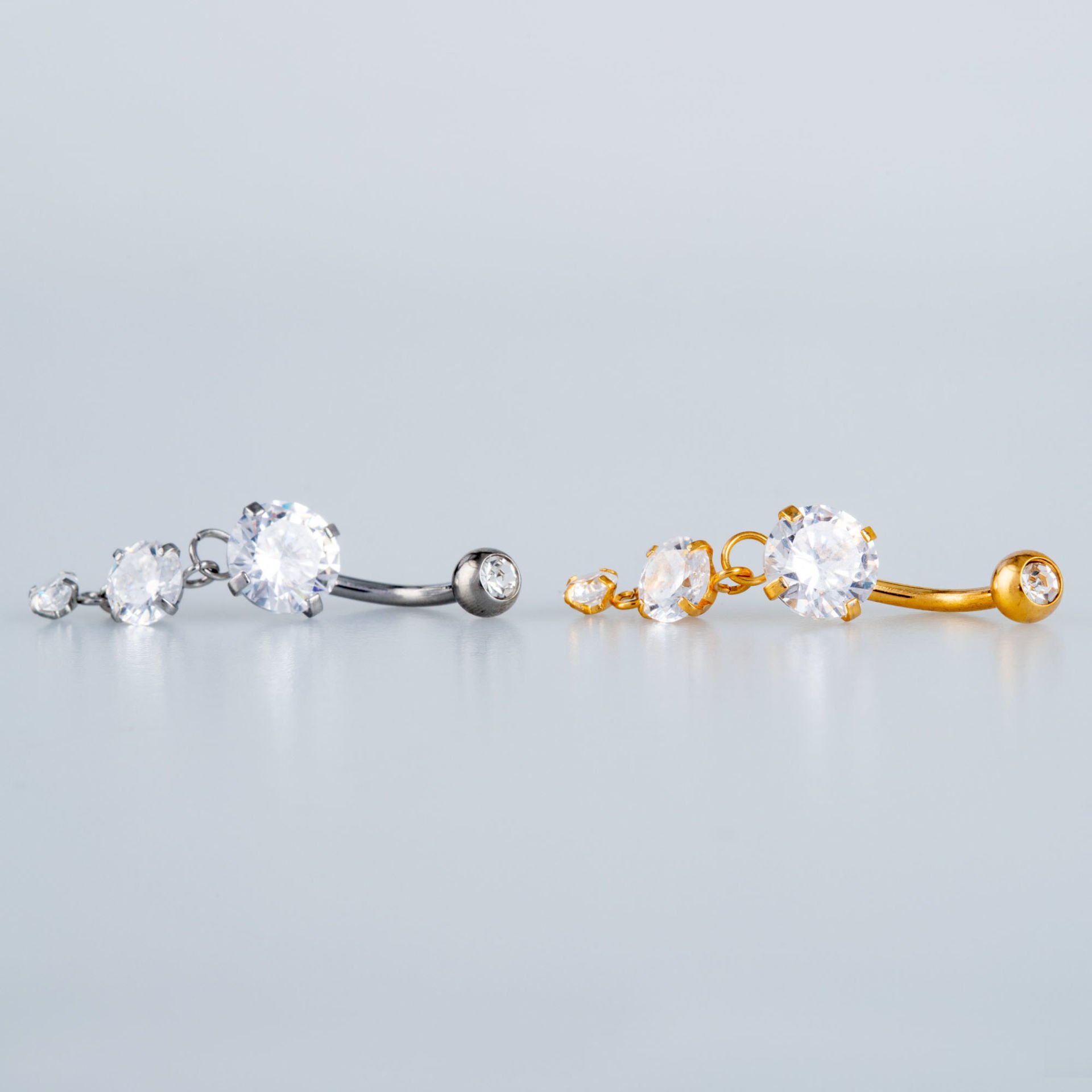 Piercing Göbek Yuvarlak taş Beyaz