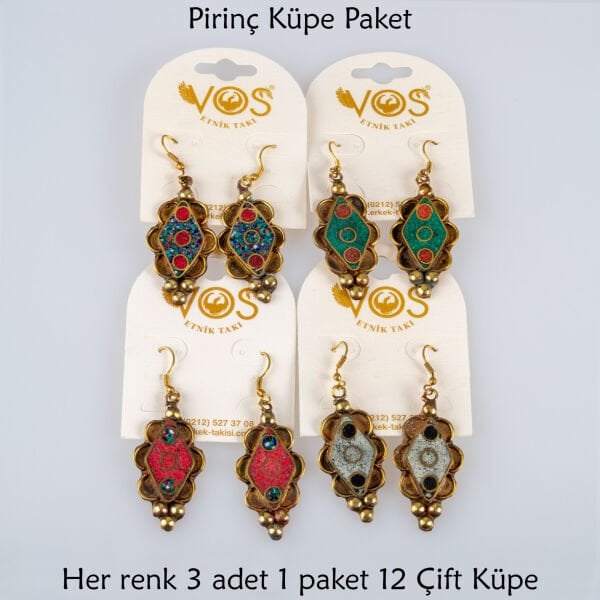 Pirinç Küpe Paket 12 Çift