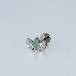 Piercing G23 Titanyum Tragus Doğal Taşlı Lotus Renk 3