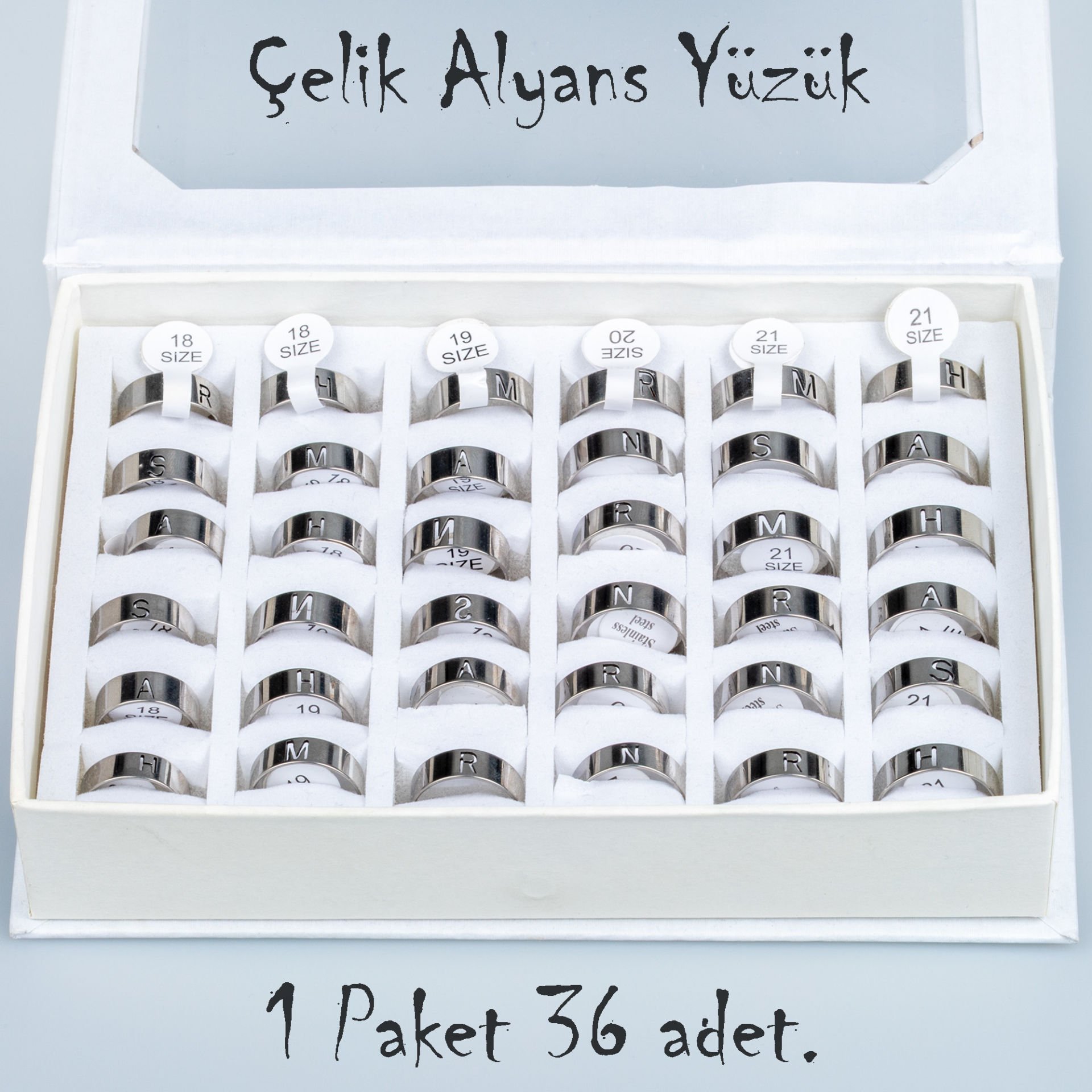 Steel Wedding Ring Pack 36 Pieces