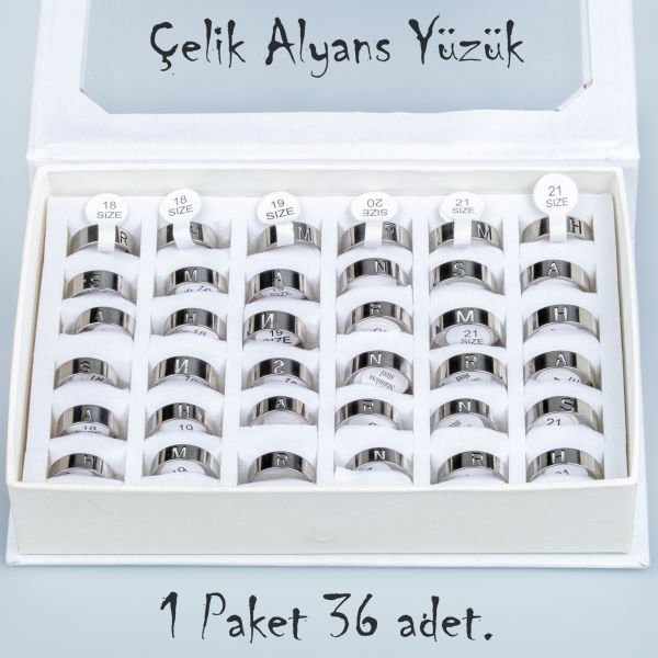 Steel Wedding Ring Pack 36 Pieces
