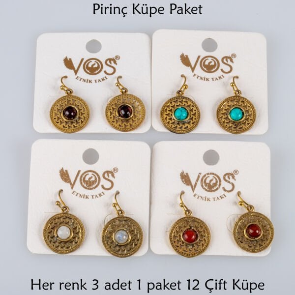 Pirinç Küpe Paket 12 Çift