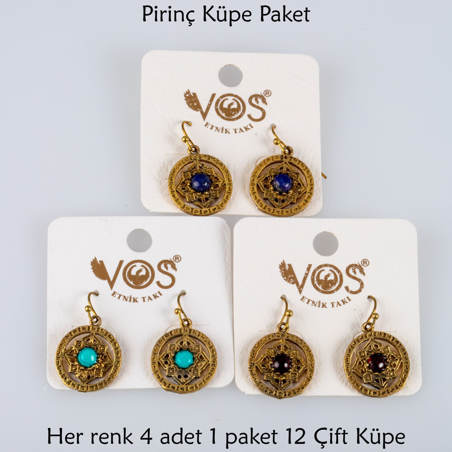 Pirinç Küpe Paket 12 Çift