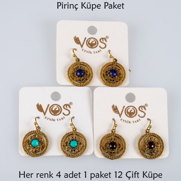 Pirinç Küpe Paket 12 Çift