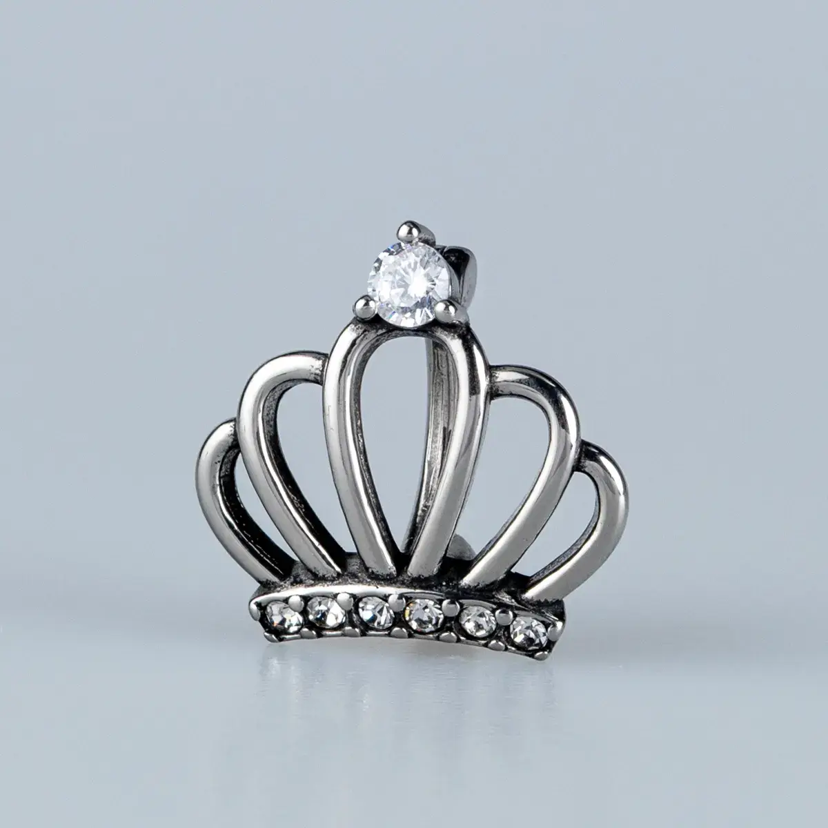 Toptan Piercing 316L Cerrahi Çelik Gotik Taşlı Taç Göbek Vos Etnik Takı