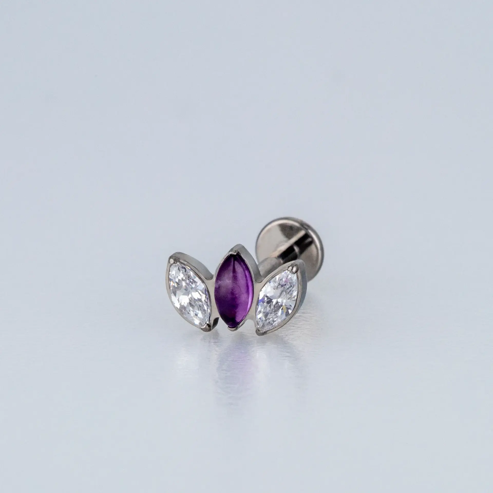 Piercing G23 Titanyum Tragus Doğal Taşlı Lotus Renk 5