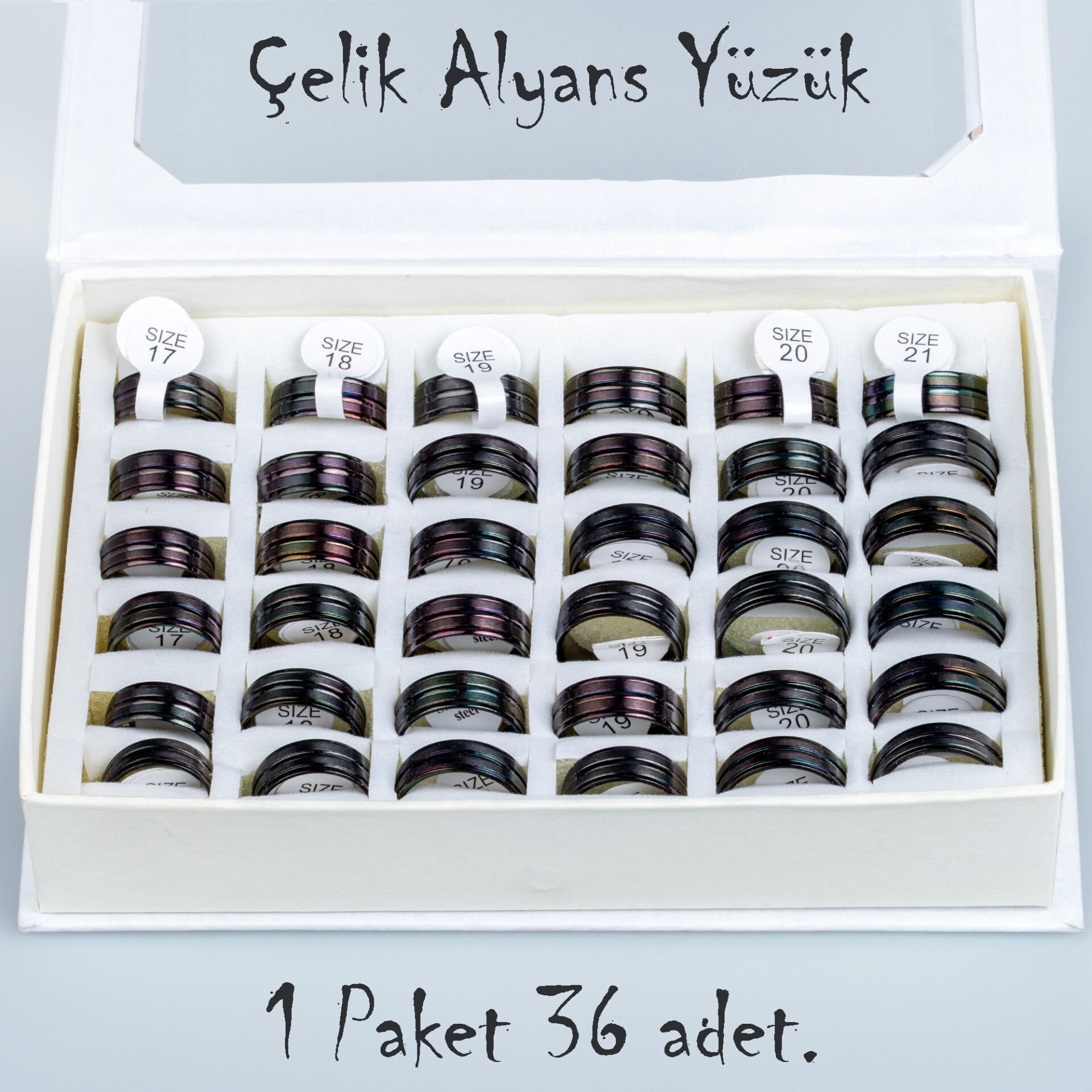 Çelik Alyans Yüzük Paket 36 Adet
