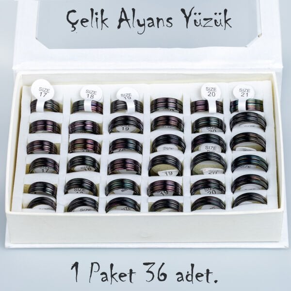 مجموعة خواتم زفاف فولاذية 36 قطعة