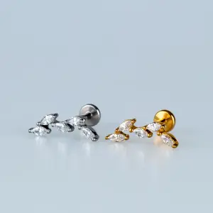 Toptan Piercing 316L Cerrahi Çelik Mekik Taşlı Tragus Vos Etnik Takı